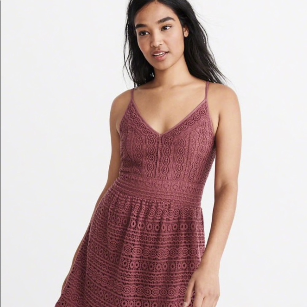 Abercrombie Lace Skater Dress (Berry)